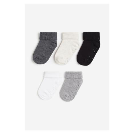 H & M - 5 párů protiskluzových ponožek - šedá H&M