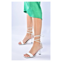 Fox Shoes White Lace-Up Single Strap Heeled Shoes