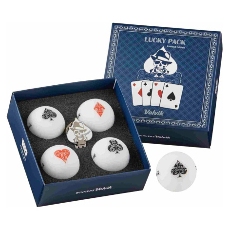 Volvik Vivid Lucky 4 Pack Golf Balls Plus Ball Marker White