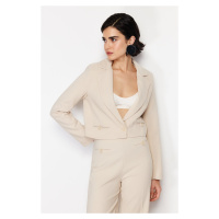 Trendyol Ecru Premium Quality Ederli Crop Woven Blazer Jacket