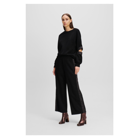 Kalhoty karl lagerfeld glitter logo tape culottes black