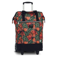 PUNTA nákupní taška na kolečkách s výsuvnou rukojetí - 40L - květinová zeleno - červená