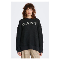 MIKINA GANT REL BOUCLE APPLIQUE C-NECK SWEAT černá