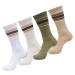 Vrstvené pruhované ponožky 4-balení bílá/bílá písková/tiniolová/béžová