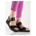 Moderní černé dámské sandály na plochém podpatku