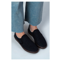 NİŞANTAŞI SHOES Tweety Anthracite Denim Elastic Detailed Flat Sole Women's Ballerinas