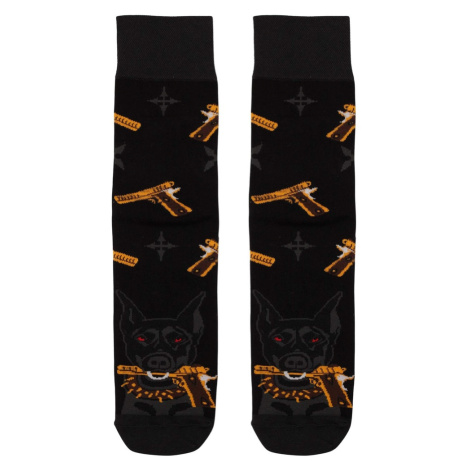Veselé vysoké ponožky pes 09 -6 černá