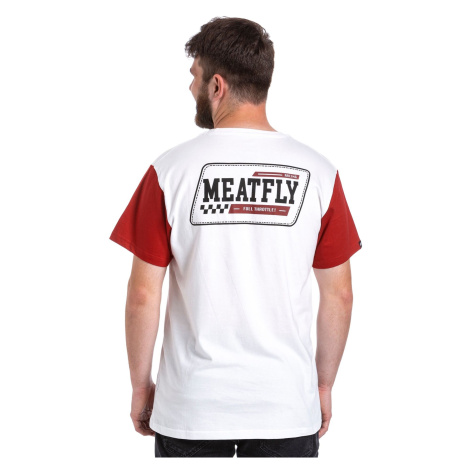 Meatfly pánské tričko Racing White / Dark Red | Bílá