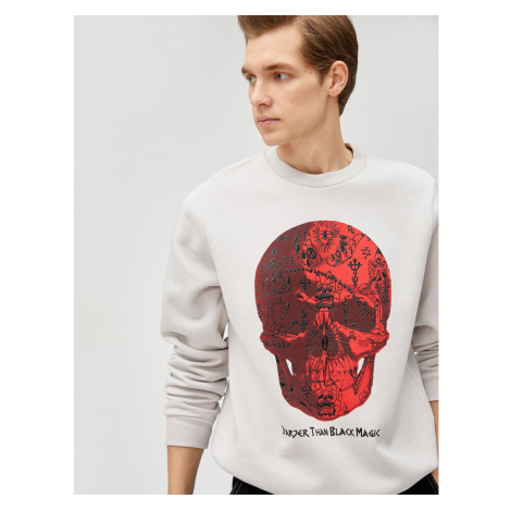 Koton Crew Neck Sweatshirt with Skull Print