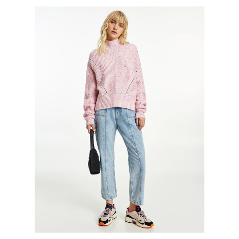 Tommy Jeans dámský světle růžový svetr SOFT NEPS Tommy Hilfiger