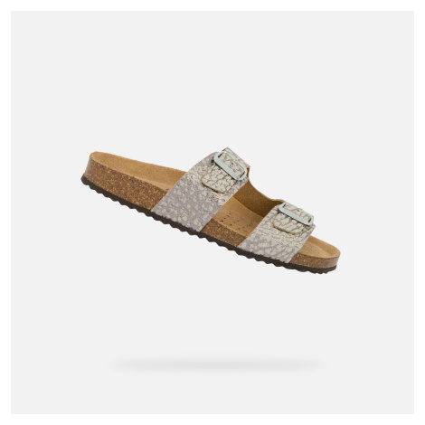 Stříbrné dámské pantofle Geox Brionia - Dámské