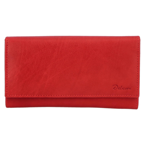Klasická dámská kožená peněženka Claudia, červená Delami