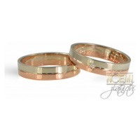 Snubní prsteny z červeného a bílého zlata 0051 + DÁREK ZDARMA