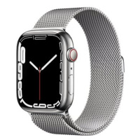 Apple Watch Series 7 45mm Cellular Stříbrný nerez se stříbrným milánským tahem