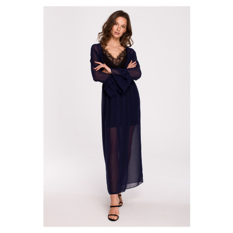 Makover Woman's Dress K136 Navy Blue