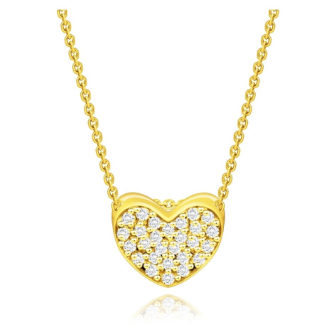 Diamantový náhrdelník ze žlutého zlata 585 - srdce s čirými diamanty Šperky eshop