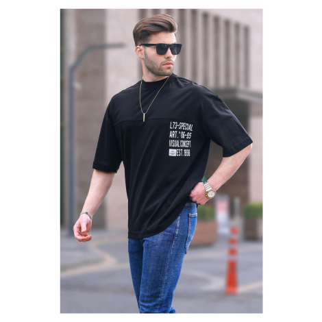 Madmext Men's Black Oversize Printed T-Shirt 6193