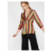 Koton Women's Orange V-Neck 3/4 Sleeve Striped Blouse