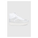 Kožené boty Pinko bílá barva, na plochém podpatku