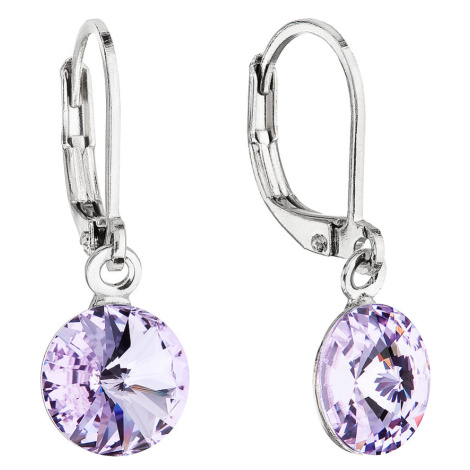 Evolution Group Náušnice bižuterie visací s krystalem Swarovski fialové kulaté 51080.3 violet