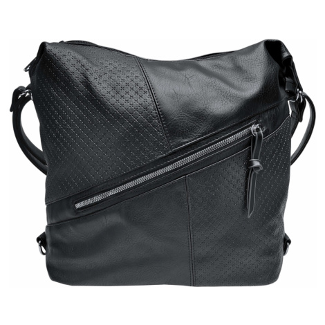 Velký černý kabelko-batoh s šikmou kapsou Flopsy Tapple