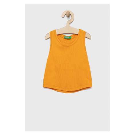 Dětský bavlněný top United Colors of Benetton oranžová barva