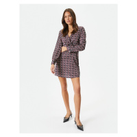 Koton Double Breasted Mini Dress Long Sleeve V Neck