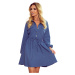 298-2 CLARA - Shirt dress with buttons and long sleeves - blue