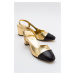 LuviShoes S3 Gold-Black Women's Heeled Shoes