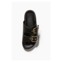 H & M - Kožené sandály - černá