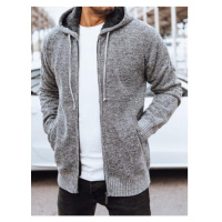 Světle šedý pánský svetr s kapucí