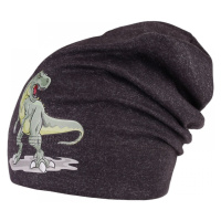 Bavlněná čepice Dráče - Pepe 22, černá / melír, dinosaurus Barva: Černá
