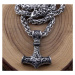 Camerazar Pánský náhrdelník s kladivem Thor Mjolnir, stříbrný, slitiny kovů, délka 60 cm