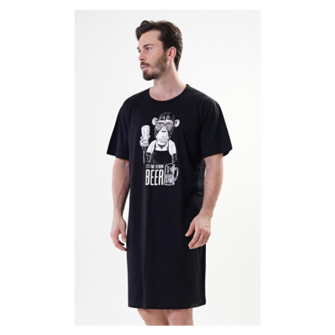 Pánská noční košile Vienetta Secret Opice | černá