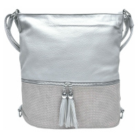 Střední světle šedý kabelko-batoh 2v1 s třásněmi Nickie