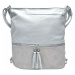 Střední světle šedý kabelko-batoh 2v1 s třásněmi