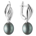Gaura Pearls Stříbrné náušnice s černou řiční perlou Juliana, stříbro 925/1000 SK20465EL/B Černá