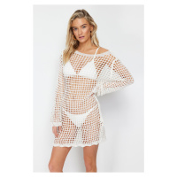 Trendyol Bridal Ecru Mini Knitted Knitwear Look Beach Dress