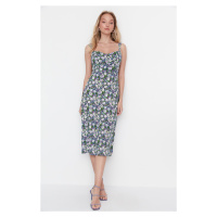 Trendyol Multicolored Woven Floral Strap Midi Dress