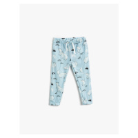 Koton Soft Textured Polar Bear Printed Jogger Sweatpants With Pockets Tie Waist.