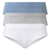 esmara® Dámské kalhotky s BIO bavlnou, 3 kusy (modrá/šedá/bílá)