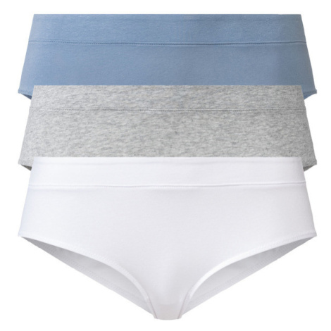 esmara® Dámské kalhotky s BIO bavlnou, 3 kusy (modrá/šedá/bílá)