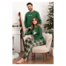 Pánské pyžamo Italian Fashion Seward - dlouhé bavlněné Zelená