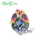 Stříbrná brož zamilované barevné papoušky FanTurra