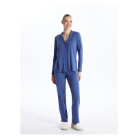 LC Waikiki Lcw Shirt Collar Plain Long Sleeve Women's Pajama Set