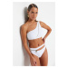 Trendyol X Moeva White Zipper Detailed One-Shoulder Bikini Top