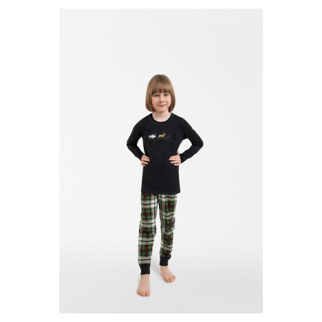 Chlapecké pyžamo Seward, dlouhý rukáv, dlouhé kalhoty - tmavě melanž/potisk Italian Fashion