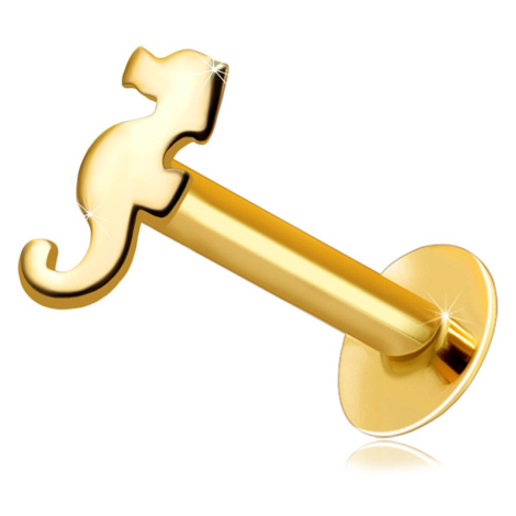 Piercing do rtu a brady ze 14K žlutého zlata - motiv mořského koníka Šperky eshop