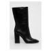 Kožené kotníkové boty Calvin Klein dámské, černá barva, na podpatku