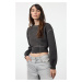 Trendyol Anthracite Washed Relaxed Crop Knitted Sweatshirt